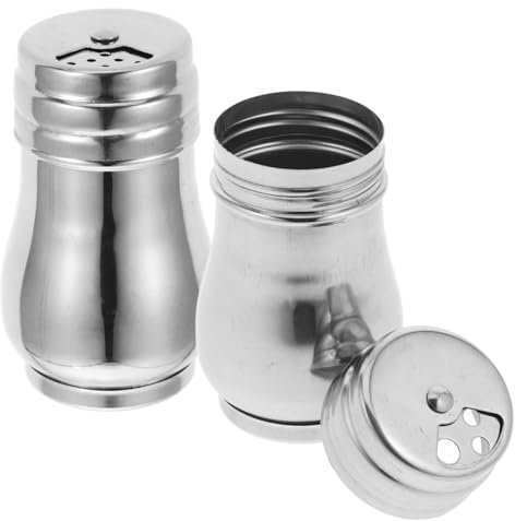 OUNONA 2pièces Lot De Salières Et Poivrières Acier Inoxydable Avec Couvercle Distributeur De Sel Pour Cuisine Et Voyage Rotatif Pour Assaisonnement