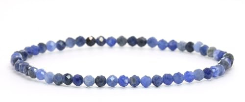 LAKADA Echtes Edelstein Armband mit facettierten 4mm Perlen Heilstein Schutzstein Edelsteinarmband Glücksbringer Talisman Geschenk