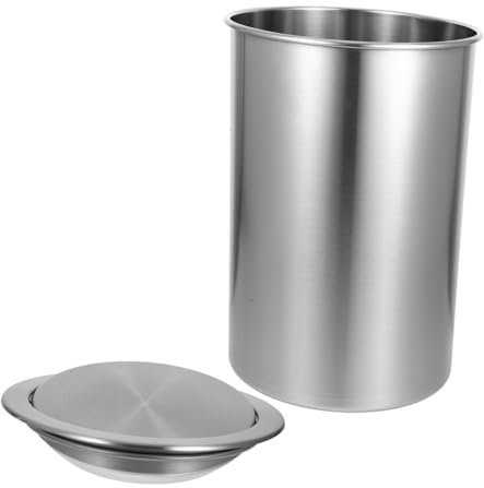FONDOTIN Poubelle Ronde Encastrée en Acier Inoxydable 29 L avec Couvercle, Poubelle de Comptoir Gain de Place Cuisine, Ensemble 2 Pièces