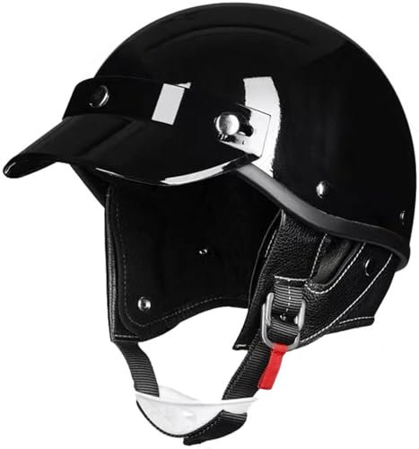 Casco Moto Adulto, Casco Semi Aperto Con Visiera. Casco Per Scooter, Casco Di Sicurezza Certificato DOT/ECE Caschi Cromwell Moto Caschi Motorino Vintage Cruiser Chopper Casco 2,L