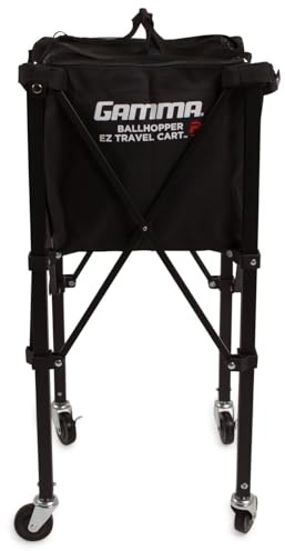 GAMMA Sports EZ Travel Cart, Tennis Pickleball & Padel Hopper, Portable Compact Design, Sturdy Lightweight Construction, EZ Bags, 150 Tennis Ball Capacity, Premium Carrying Case Included