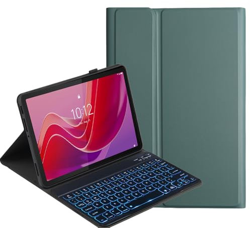 YKWXSC Funda Teclado para Lenovo Tab Idea 11 Tablet 11'' TB336ZU/TB336FU 2025, 7 Colores Iluminado QWERTY Teclado Magnético Inalámbrico para Lenovo Tab Idea 11 Tablet 11'' TB336ZU/TB336FU 2025, Verde