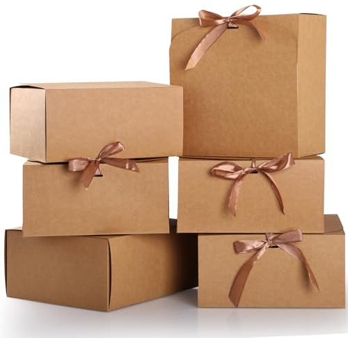 10 Stück Geschenkbox,GeeRic Verpackungswelt Geschenk-Box mit Deckel 20 * 20 * 10CM mit Geschenkband für Gebäck, Muffins, Macarons, Keksbox