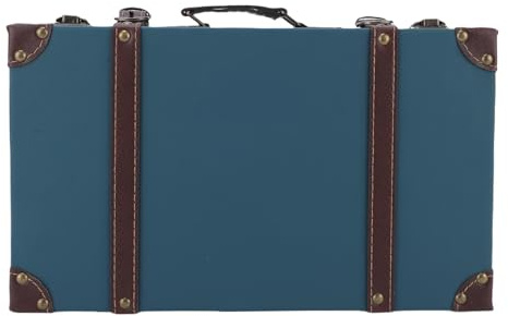 TYTOGE Vintage-Koffer, Dekorativer Koffer aus PU-Leder aus Verbundholz mit Ecknieten aus Messingbeschlägen, Zur Aufbewahrung von Film-Requisiten und Heimdekoration