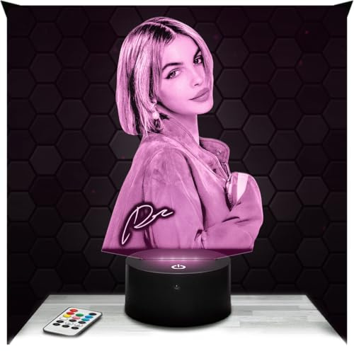 Lampephoto.fr - Lampe Rose Villain 3D Touch Nachtlicht It. Sängerin | Made in France, Sockel & Größe wählbar, dimmbar, Batterie/USB, HD-Lasergravur, Geschenk für Sie & Ihn