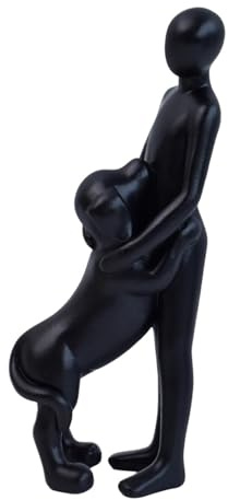 rockible mit Hund Figur Statue Emotionale Bindung Skulptur 6,5x4,5x17cm Tischdekoration, Schwarz