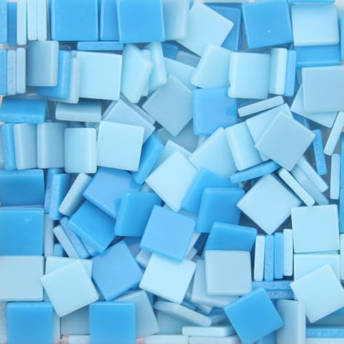 Leliafleury 100Pcs Mixed Color Mosaic Tiles 1cmx1cm Resin Square Mosaic Tiles Mosaics Pieces for DIY Crafts Home Decoration, Blue