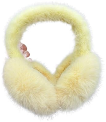 QWWQYDY Cache Oreilles Pour Femme Cache-oreilles jaunes brillants en imitation peluche exquise(Yellow)