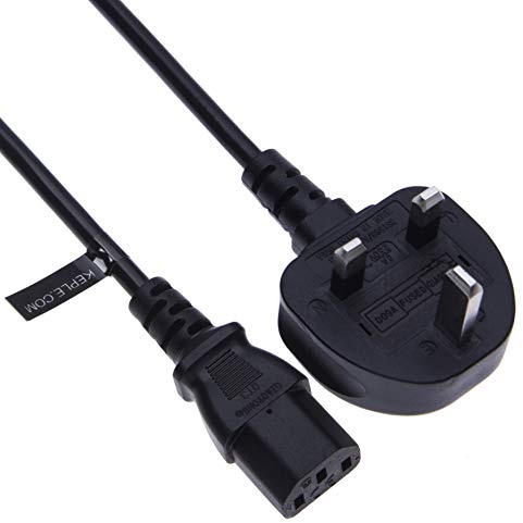Keple Kettle Lead 3m - C13 3 Pin Power Cable for PC Computer Monitor and Printer - Compatible with Apple iMac Samsung LG HP Canon Sony Philips Dell Acer JVC Panasonic Smart TV - UK Plug (Black)