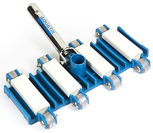 Aquatix Pro Pool Vakuum Kopf mit Rollen, Professional Grade 35,6 cm, Aluminium-Griff, Flex Schwimmbad Vakuum Kopf mit Drehgelenk, EZ Clips, beschwerter Befestigung für Beton oder Putz Pool Reinigung