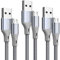 Micro USB Cable, Micro Charging Cable Super Long Fast Charging Speed 3M (3 Pack), Micro USB Charger Cable, Compatible with Samsung HTC, Sony, Galaxy, LG, PS4, Android and Others, Nylon Braided Cables