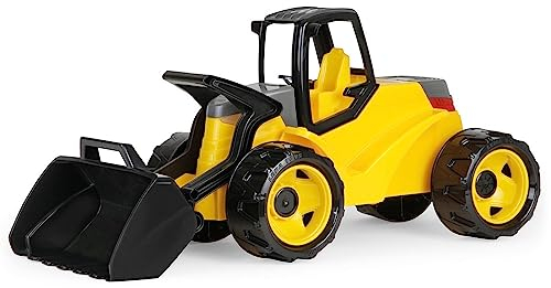 Lena 02142 - Giga Trucks Schaufellader Pro schwarz und gelb, Starke Riesen Radlader ca. 67 cm, modernes Baufahrzeug im Schaukarton, großes Baustellen Spielfahrzeug für Kinder ab 3 Jahre