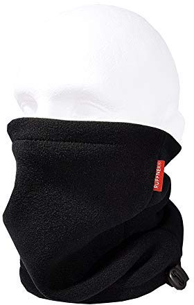 Ruffnek BLACK POLAR FLEECE Neckwarmer, Snood, Neck Gaiter, Tube Scarf/Ski Mask/Biker Motorcycle/Windproof/Beanie Hat with Adjustable Toggle, Winter, Men, Women, Children, One Size
