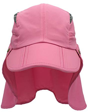 Magracy Herren Damen Outdoor breiter Krempe Mesh UPF50+ Sonnenkappe mit Nackenschutz Schnell Trocknend Fischerhut Rosa
