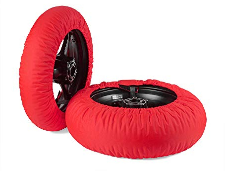 Oldbones Tire Warmers Tyre Warmers Set Racing Motorcycle Superbike Tyre Heater Cover 120/200 With 220V & UK Plug In Red Digital Type