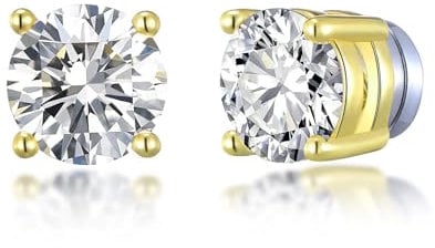 Philip Jones Gold Plated Round Magnetic Clip On Stud Earrings Created with Zircondia® Crystals