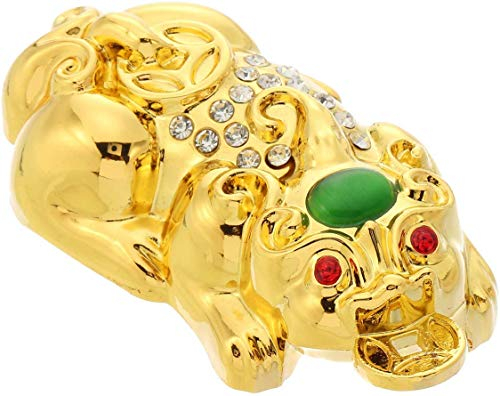 GLJY Prime Feng Shui 1 Stück große goldene Pixiu Statue mit glitzernden Kristallen bringen Glück und Reichtum zu Hause Büro Dekoration