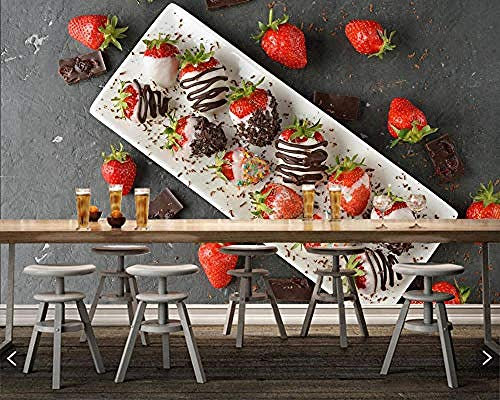 3D papier peint bonbons fraise chocolat alimentaire restaurant peintures murales salon bar TV canapé toile de fond papier peint 3d gris poster pierre photo salon chambre chambre enfant-400cm×280cm