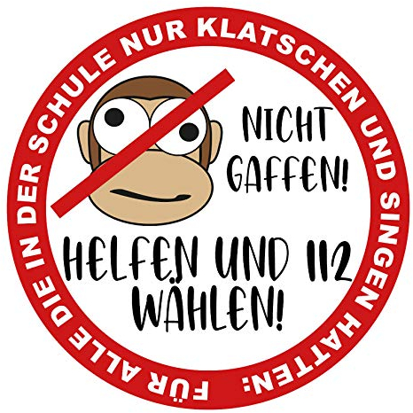 Finest Folia Autoaufkleber Nicht Gaffen Affen Helfen und 112 Wählen Sticker Fahrzeuge Auto Kfz Aufkleber Feuerwehr Rettungsdienst Rettungsgasse Stau R097