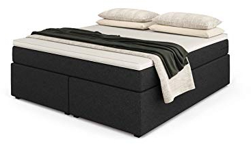 Betten Jumbo Headless King Boxspringbett | Anthrazit | 200x200 | Härtegrad mittel | inkl. Visco-Kaltschaum-Topper