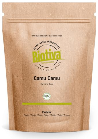 Biotiva Camu camu Bio pulver 100g- naturliga vitamin C - 100 EH per 300mg Vitamin C - inga sötningsmedel, surgörande medel eller tillsatser - som gjorts i Tyskland (DE-ECO-005)