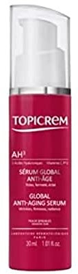 Topicrem - AH3 Sérum Global Anti-Âge - Soin Visage Anti-Rides, Fermeté et Éclat, Hydrate 24h - Peaux Sensibles Adultes - Sérum à Base d’Acide Hyaluronique, Vitamines C et E et Dipeptide - 30 ml