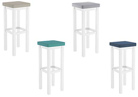 Klassischer Barhocker mit verschiedenen Polsterfarben 80 cm hoch Kiefer weiß V-90.71-45WP