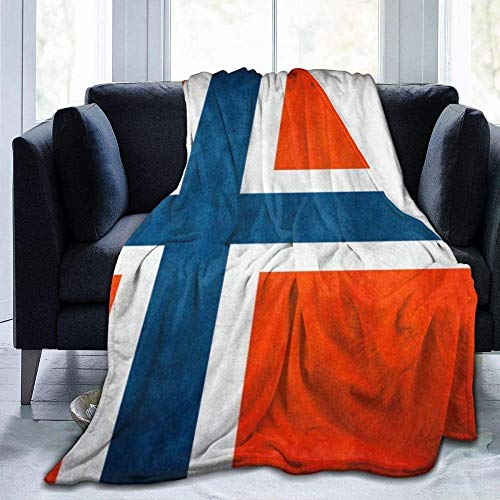 YuLiZP Decke Wohn Kuscheldecken Jahrgang Norwegen Norge Flagge Fleece Bettdecken Warme Flauschige Reversible Mikrofaser-Massivdecken Für Bett Und Couch 80X60 Inches