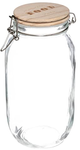 Five - Bocal de Conservation en Verre et Couvercle en Bois 2 L
