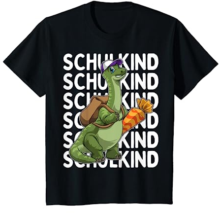 Schule 2025 Dino Schulkind Dinosaurier mit Schultüte T-Shirt
