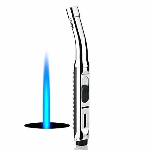 Briquets Torche, Briquet Butane de 19,1 cm de Long avec fenêtre Visible, Briquet Coupe-Vent réglable pour Bougie, Barbecue, cheminée, Camping (sans gaz)