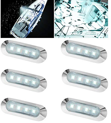 TOSNRCT Navigationslicht Für Boote, 6 Stück LED Boots Navigationslichter Marine Yacht LED Licht Signalleuchte Port Seitenbogen Licht für Boot Yacht Skeeter 12V 24V (Weiß)
