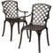GOPLUS Gartenstühle 2er Set, Balkonstuhl wetterfest aus Aluminiumguss bis 150kg belastbar, Bistrostuhl mit Rückenlehne & Armlehne, Outdoor Stuhl mit Ausschnitt Design für Garten Hof Balkon (Schwarz)