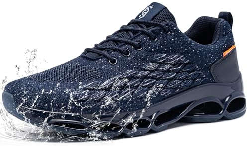 FATES TEX Völlig Wasserdicht Laufschuhe Herren Sportschuhe Turnschuhe Walkingschuhe Fashion Outdoor Casual Schuhe Fitness Running Sneaker(Nautisch Blau,43 EU)