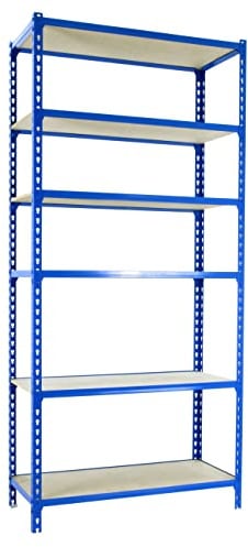 PROREGAL Schwerlastregal Giant MULI | HxBxT 250x100x40cm | 6 Fachböden | Fachlast 150kg | Blau | Lagerregal Kellerregal Werkstattregal Metallregal Fachbodenregal Steckregal