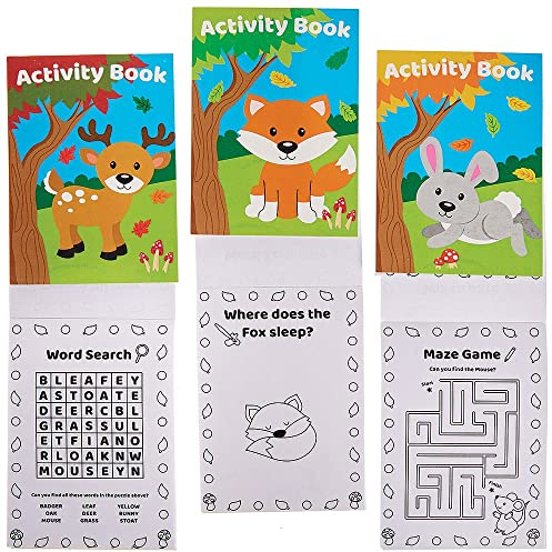 Baker Ross Mini Livre d'Activités motif Animaux de la Forêt - Lot de 12, Loisirs Créatifs pour les Enfants (FX157)