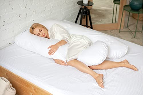 MKS. Jumbo XXL Seitenschläferkissen Baumwollbezug I Multifunktionales Komfortkissen I Schwangerschaftskissen XXL Stillkissen für Seitenschläfer I U Form Kissen Body Pillow Schlafkissen Oeko-TEX®
