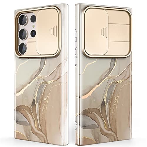 SHEDEER for Samsung S23 Ultra Case with Camera Slide Cover, Samsung Galaxy S23 Ultra Case Anti-Yellowing Stylish, Lightweight Slim Thin Phone Cases Covers Samsung S23 Ultra 6,8'' Beige