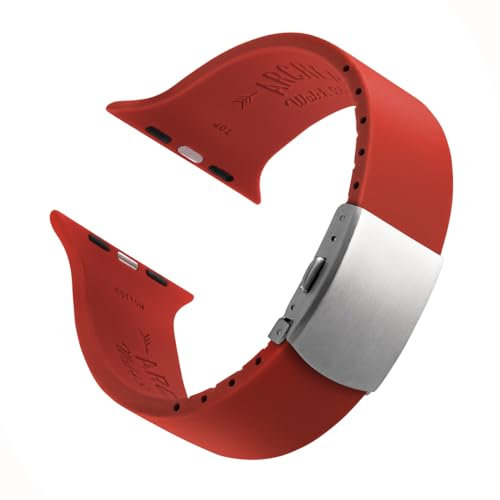 Archer Watch Straps - Cinturini Su Misura in Silicone per Apple Watch (Rosso Veneziano, Chiusura Argento, 40/41/42mm)