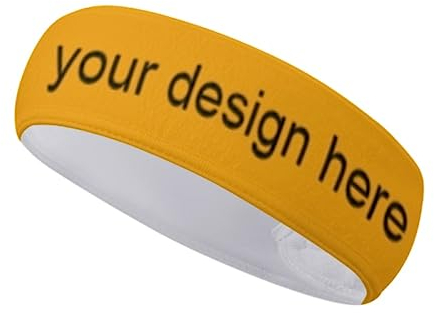 LeDiYouGou Benutzerdefinierte Unisex-Stirnbänder,Personalisieren Sie Schweißband Sportstirnband Für Frauen Männer Laufen Cross Training Racquetball Training,Bild,8X27Cm