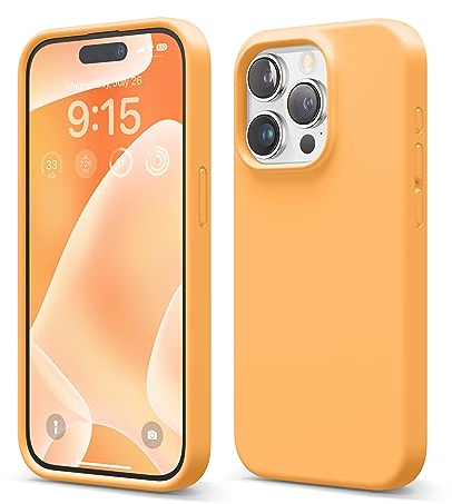elago Flüssig Silikon Case Kompatibel mit iPhone 15 Pro Hülle, Premium Silikon Handyhülle, Ganzkörper Schutzhülle [4 Lagige Stoßfeste Struktur], Kratzfestes Weiches Mikrofaserfutter (Orange)