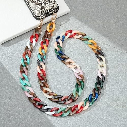 QIUMING Cadena de teléfono móvil Colgante Inclinado de 110cm de Largo, joyería de Moda, Correa de acrílico para teléfono, cordón antipérdida para Funda de teléfono móvil
