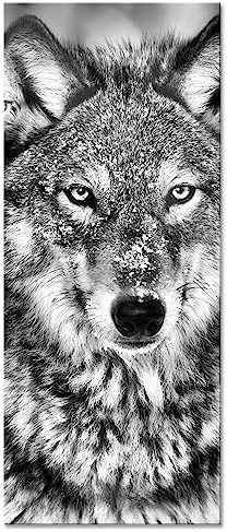 Pixxprint Glasbild Panorama, Wandbild aus Echtglas, Wachsamer Wolf, 120x50 cm, inkl. Aufhängung und Abstandshalter