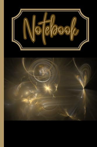 Fractal Art Notebook: Gold Silver Bronze Abstract Butterfly Flight: Wide Ruled 120 Lined Pages