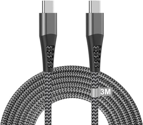 Cavo USB C USB C 3M 100W, Cavo USB Type-C 3 Metri Ricarica Rapida PD 5A Nylon Cavo Type C to Type C Cavetto USB C Cavo per iPhone 16 15 Pro Max/15 Plus,Samsung Galaxy S24 Ultra/S24+/S24/S23/S22/S21