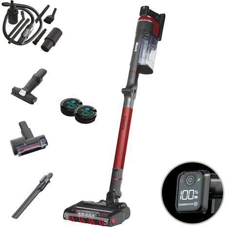Shark Stratos Cordless Stick Vacuum Cleaner with Anti Hair Wrap Plus, Clean Sense IQ & Anti-Odour Tech, 60 Mins Run-Time with Car Kit, Pet, Crevice & Multi-Surface Tools, Exclusive, Red IZ400UKTSB
