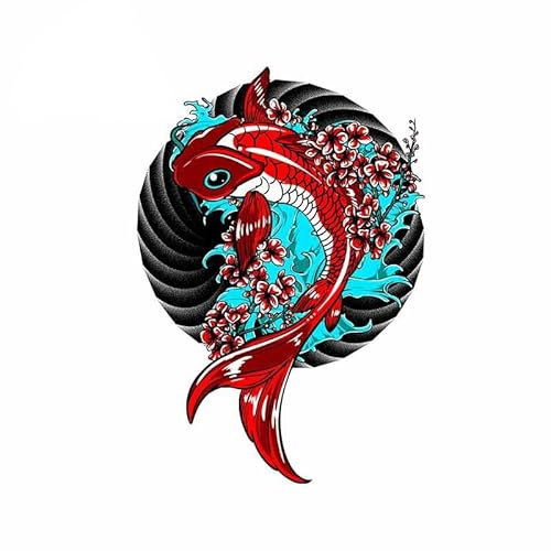 AeRko Persönlichkeit Koi Fisch Auto Aufkleber Vinyl Wasserdicht Aufkleber Stoßstange Camping Yacht Motorrad Helm SUV Trim PVC (Größe: 18 cm)