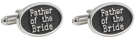 Daesar Manschettenknöpfe Herren, Hemd Manschettenknöpfe Personalisiert Oval mit Father of the Bride Hochzeit Manschettenknopf Silber mit Manschettenknöpfe Box