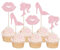 Xsstarmi 24 Pack Girl Therme Birthday Cupcake Toppers Glitter Lip High Heel Princess Doll Head Cupcake Picks Decorations for Baby Bridal Shower Girl Birthday Party Cake Decorations Pink