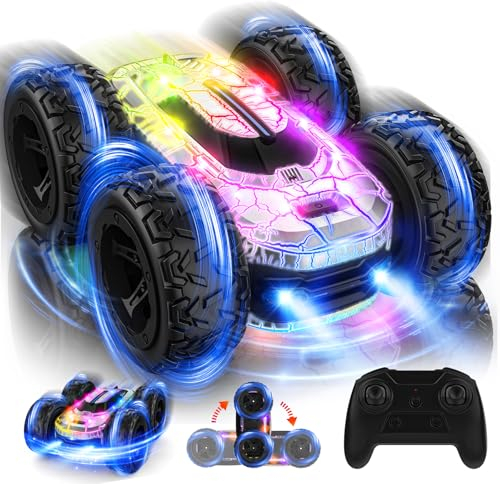 Voiture Télécommandée Tout Terrain 4x4 Jouet Enfant, Voiture de Course Rotation à 360 Degrés Rechargeable Camion Radiocommandée RC Car Jeux Exterieur Intérieur Cadeau Anniversaire Noël Garçon Fille
